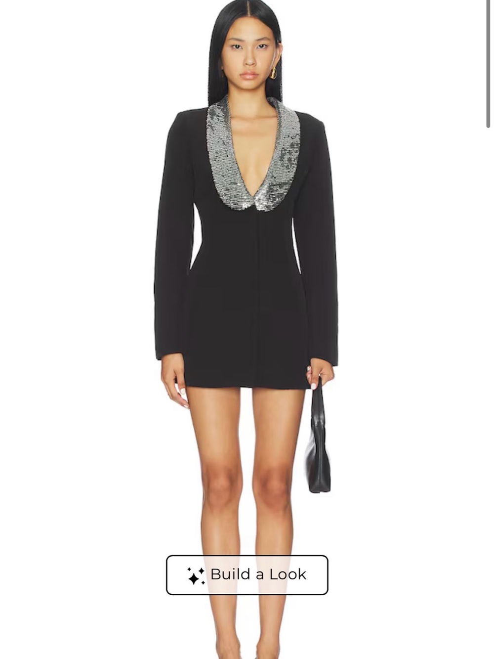 Superdown Black Mini Dress with Silver Sequin Collar
